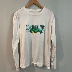 Mens Nike Jordan 92 Graphic Long sleeve t-shirt with back print in white Large